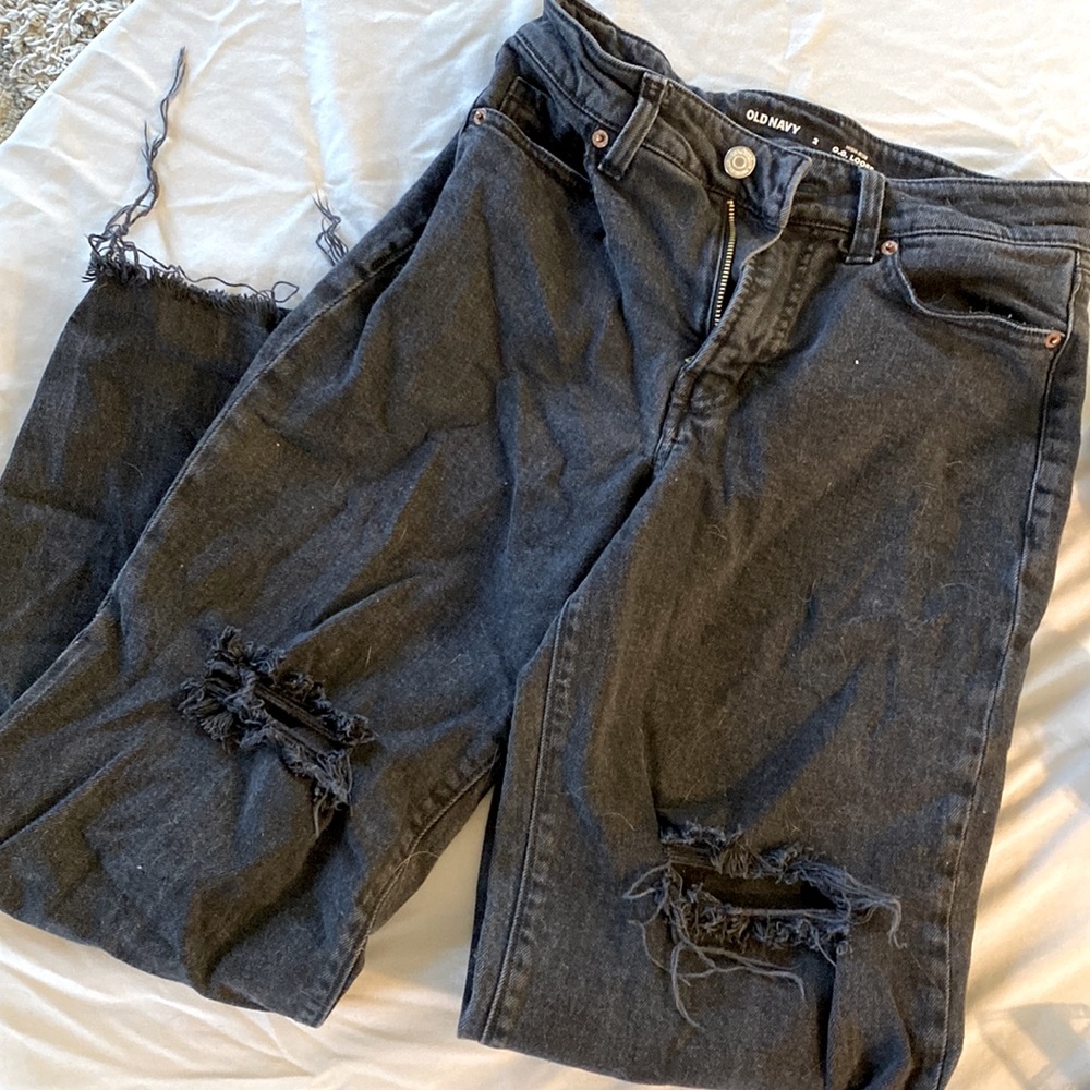 Old Navy size 2 OG Loose, high rise, distressed, black jean